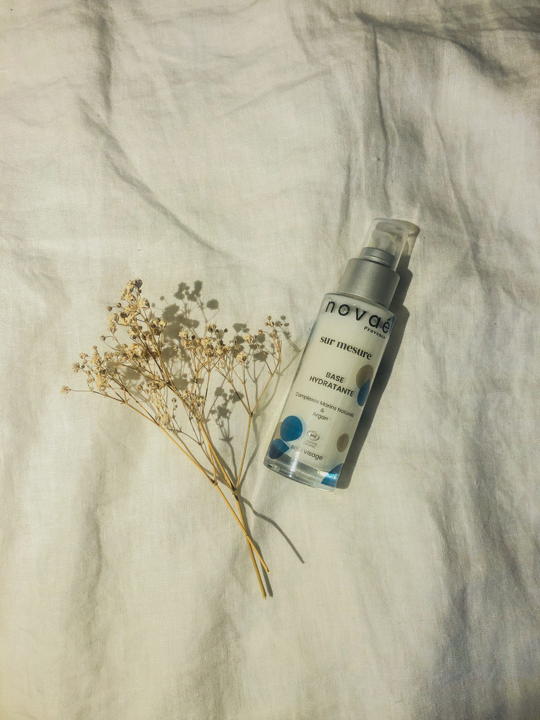 packaging et identité visuelle de la marque de cosmétique novaé Provence